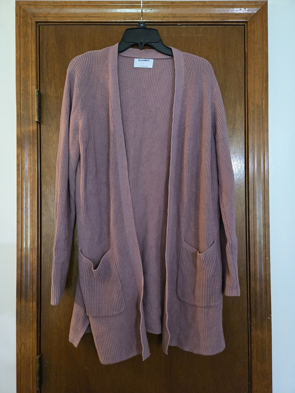 Old Navy Shaker-Stitch Longline Open Cardigan Mauve